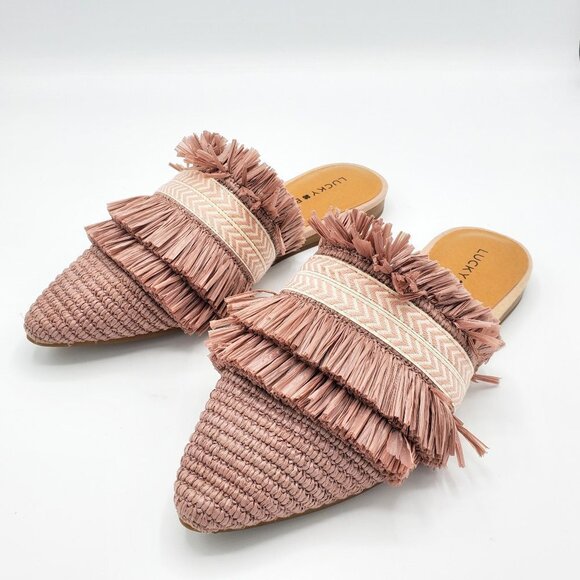 Lucky Brand Woven & Straw Mule Slides‎ - Picture 2 of 10
